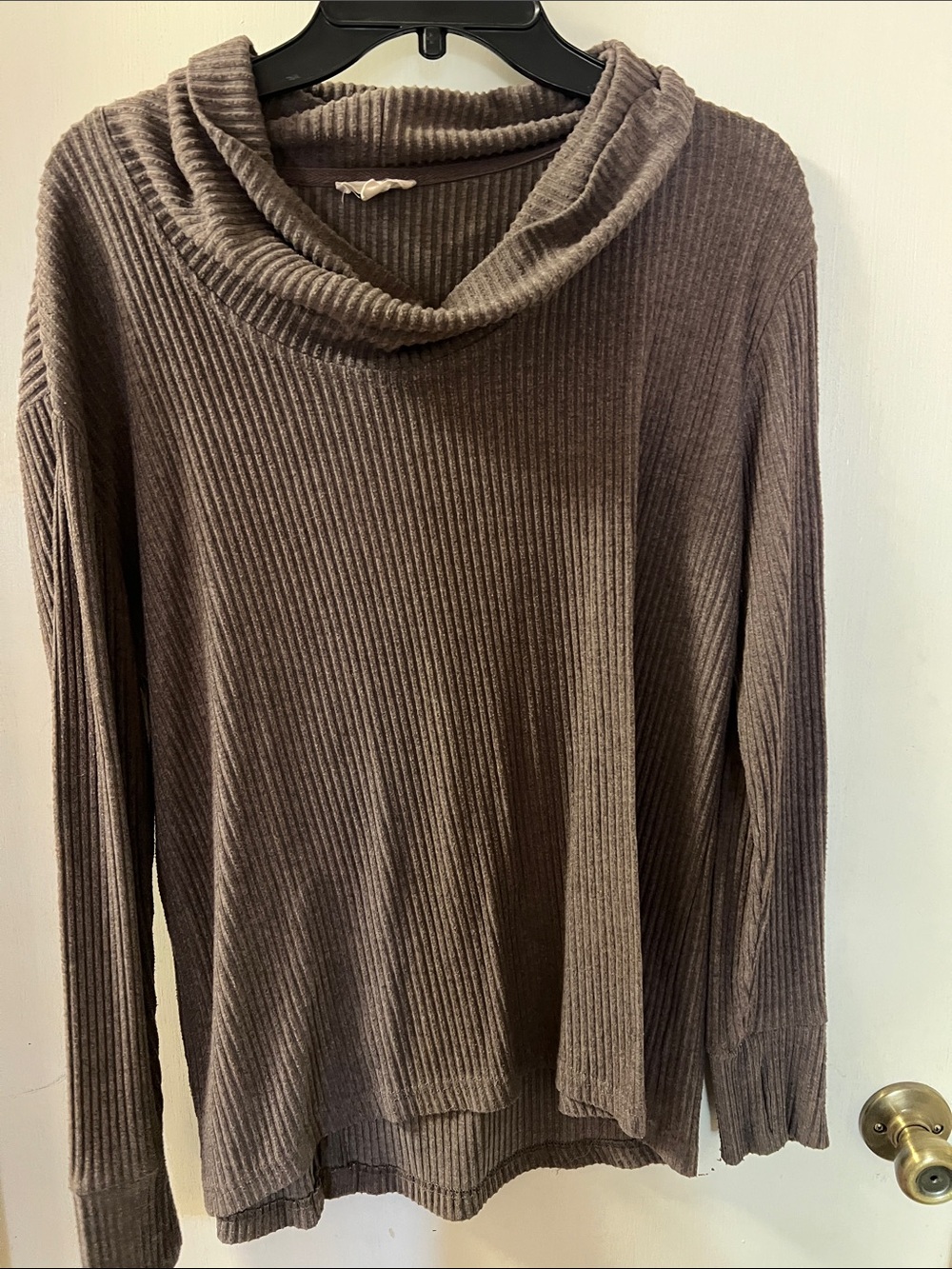 Jane and Delancey Women's Ribbed Crewneck Sweater in Brown